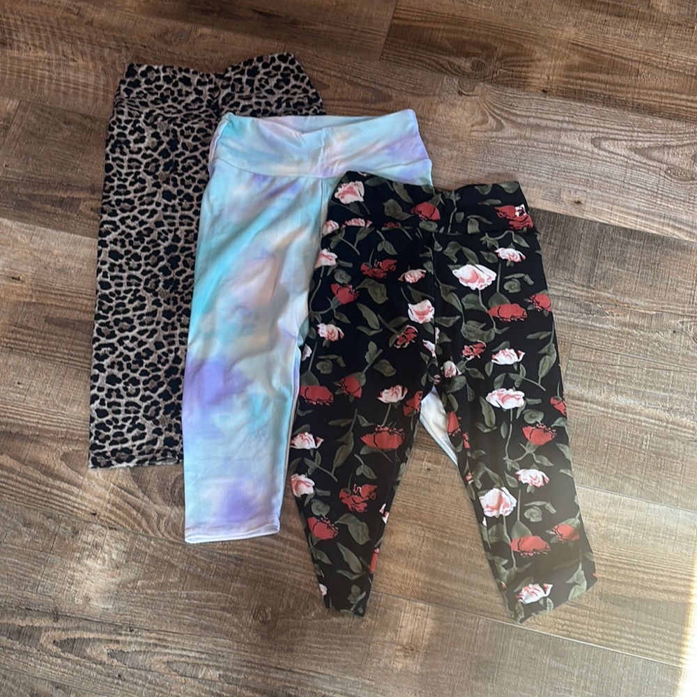 Brown and Purple Leggings with Unique Split Design